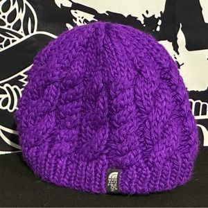 North Face. Cable Knit Beanie. One Size. Purple.